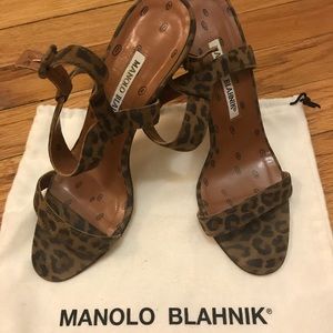 36.5 Manolo Blahnik leopard sandals